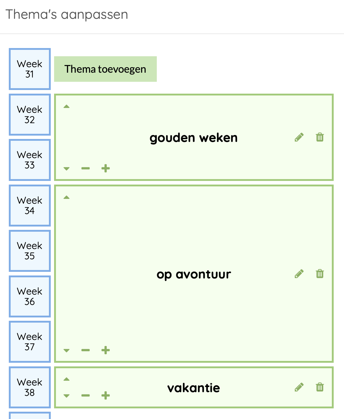 Thema's plannen, het hele jaar door