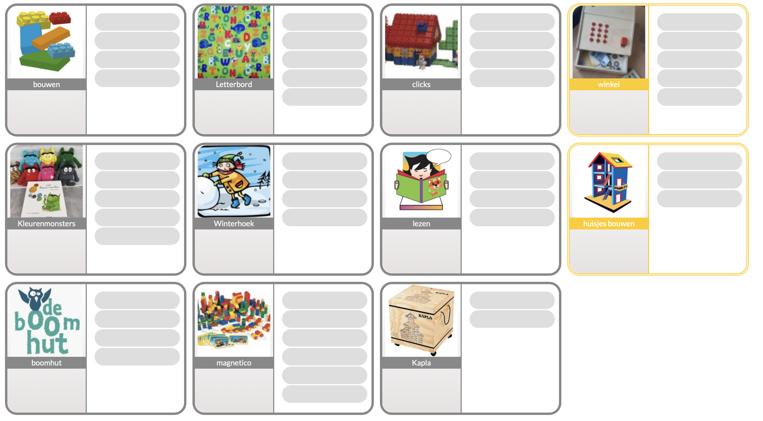 Het keuzebord staat klaar