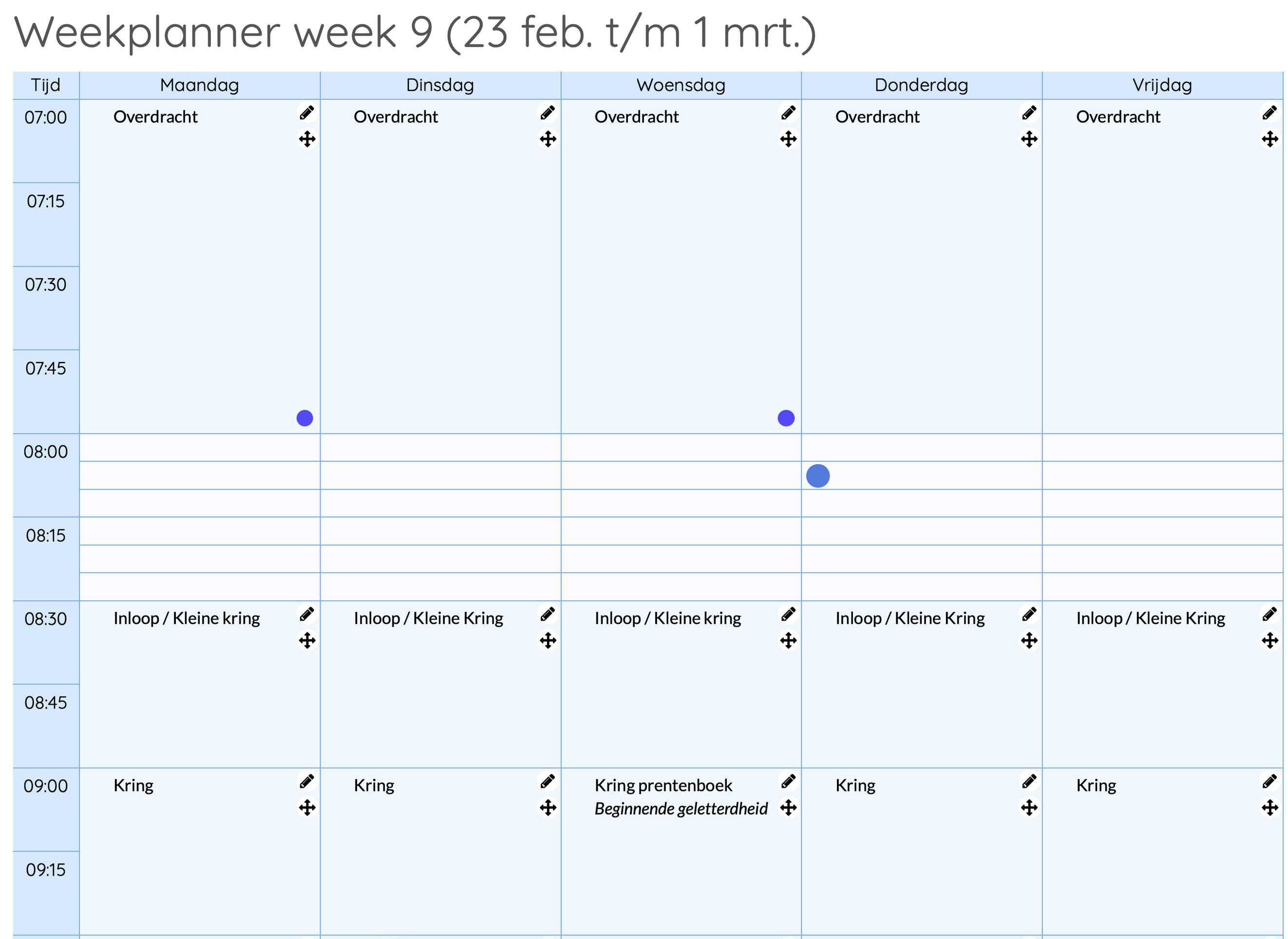 Maak eenvoudig je weekrooster